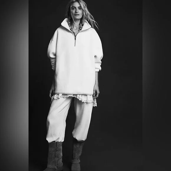 NWT FREE PEOPLE Coco Faux Sherpa Pullover | Lightening Bug MSRP $98 XS Oversized - Picture 1 of 9